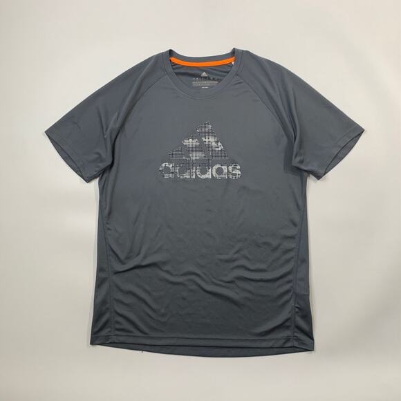 Adidas Shirt Mens L Large Titanium Climalite Big Logo Gym Train Soccer Football - Picture 2 of 10